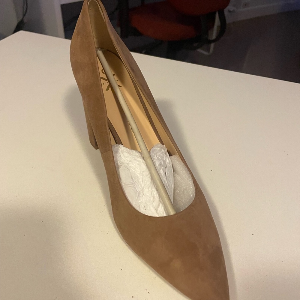 Nine West Tan Block Heel Pumps